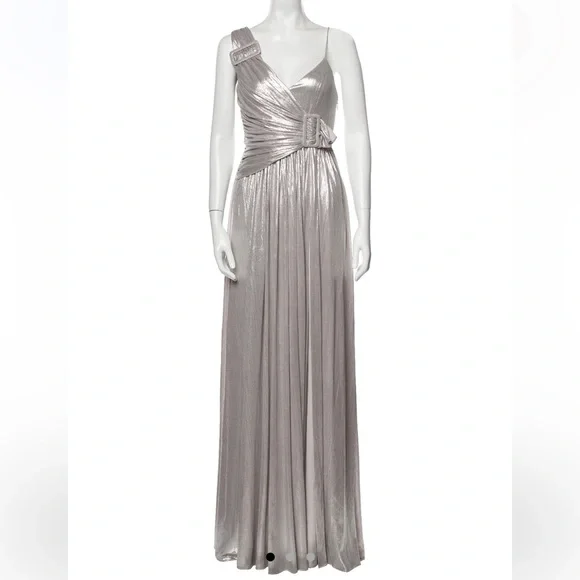 Retrofete XS Silver Pleated Gown - Picture 1 of 5